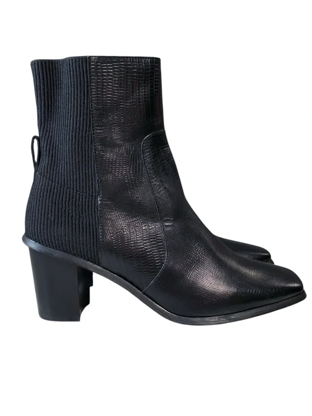 Andre Assous Venice Boot Lizard Embossed Block Heel Zip Boots